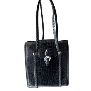 Vintage Brighton Croc Embossed Leather Shoulder Bag (1996)